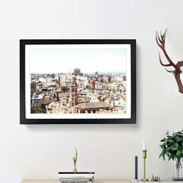 East Urban Home The Valencia Skyline in Spain Picture Frame Painting